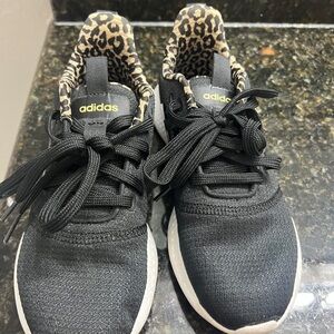 Adidas Black Sneakers with Leopard Print